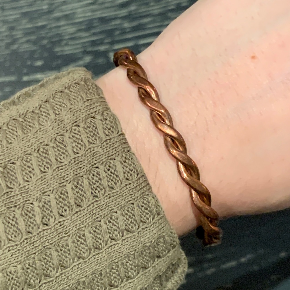 Vintage Twisted Copper Cuff Bangle Bracelet